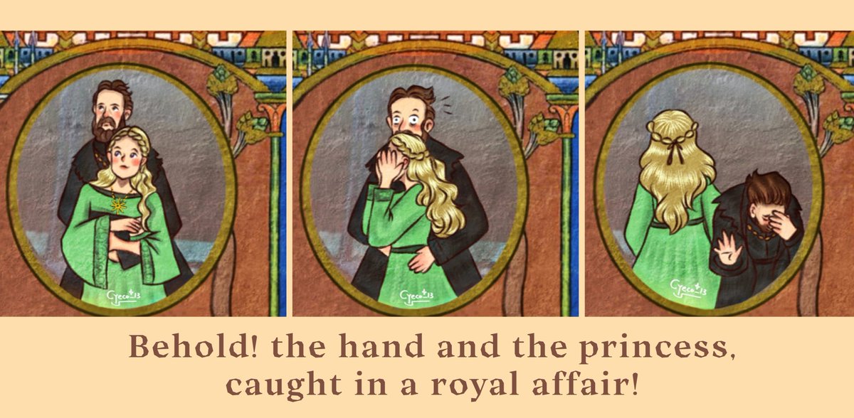 coruscantsfyre's tweet image. anyways look at this medieval art of otto and visenya getting caught in a jumbotron when they still had to love each other in secret 😭🥺💚
thank u so much @cyeco_13 for creating this silly yet beautiful artwork 🫂🫶