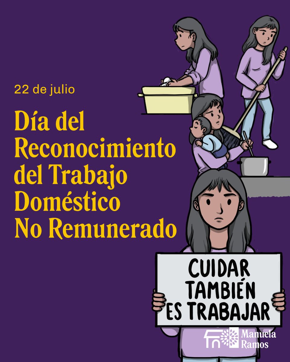 ManuelaRamos's tweet image. #Efemérides 🗓️ | En el Día Internacional del Trabajo Doméstico y de Cuidados No Remunerados 🧼🧹, resulta clave hablar de la brecha de género que existe en cuanto a la distribución del cuidado del hogar: las mujeres somos a quienes se nos suelen asignar estos roles no remunerados…