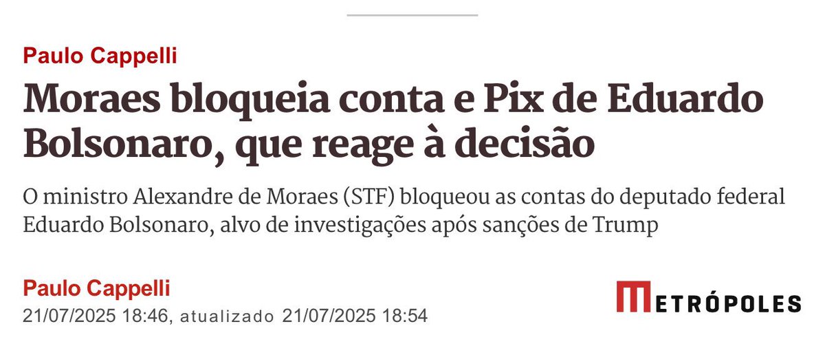 BolsonaroSP's tweet image. Esse bloqueio não me surpreende. É só mais uma decisão arbitrária e criminosa do ditador Alexandre de Moraes, que tenta me proibir de todos os modos de denunciar os seus crimes e suas violações de direitos fundamentais à comunidade internacional.
Moraes age em interesse…