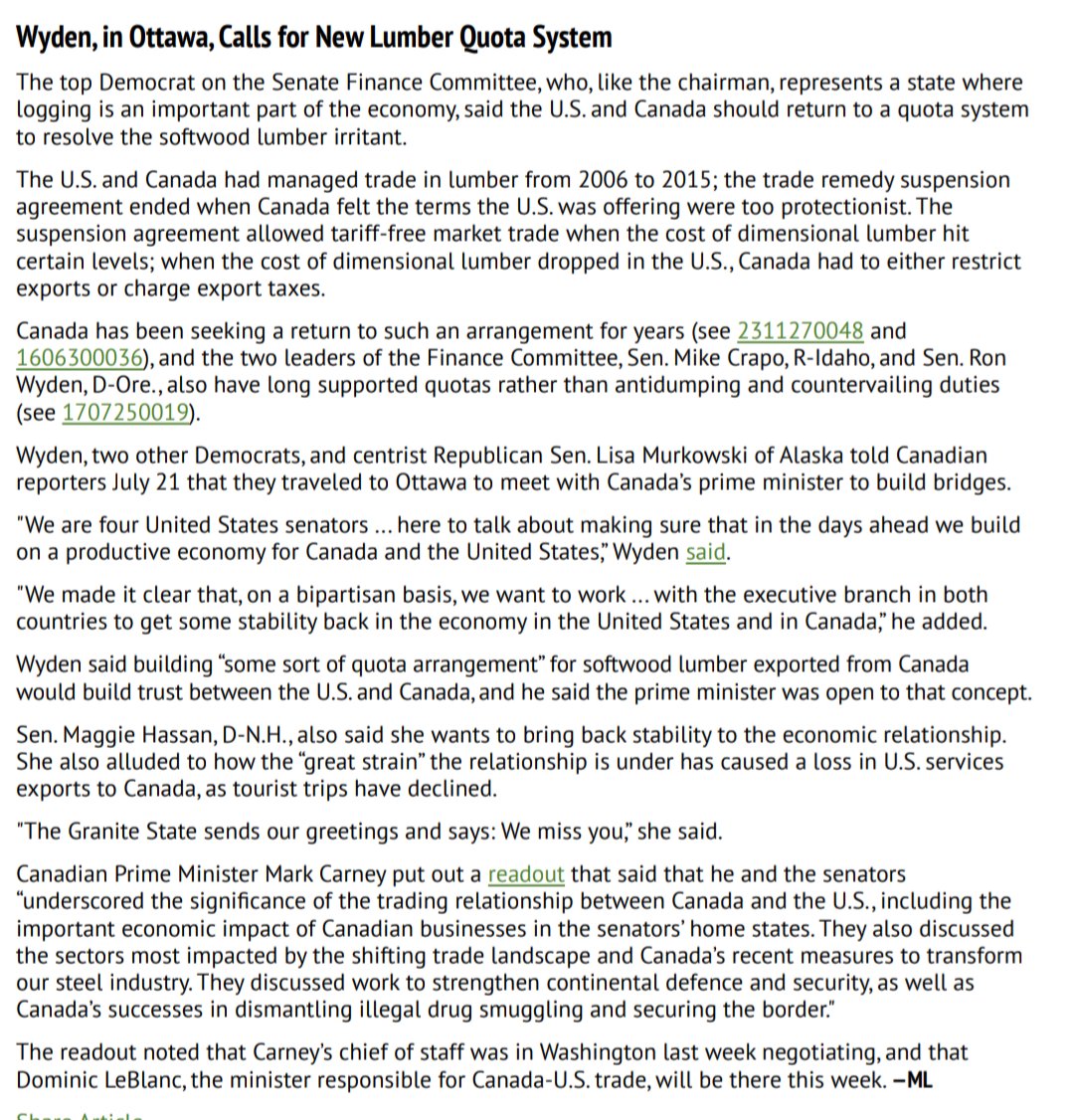 Charles_Benoit's tweet image. Very pleased that Senator @RonWyden endorses managed trade for 🪵, an important Oregon industry.
(It's also the right approach for all commodities where we're import dependent! Hello!)