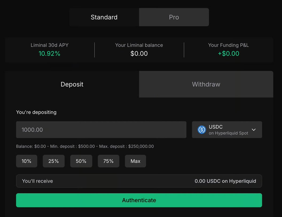 What if Hyperliquid’s Airdrop 2 ends up rewarding DeFi users? 👀 

First airdrop rewarded active traders, second one might target those interacting with the DeFi ecosystem built around Hyperliquid

You should try liminal delta-neutral strategies
10.92% APY
liminal.money/join/PADAWN