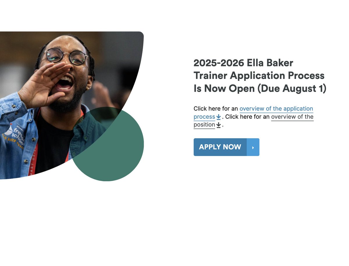 ChildDefender's tweet image. The application to become a 2025 Ella Baker Trainer is now OPEN. Are you a dynamic leader ready to train and inspire the next generation of child advocates through #CDFFreedomSchools? Apply by August 1 to join the movement: bit.ly/3GYLhnx