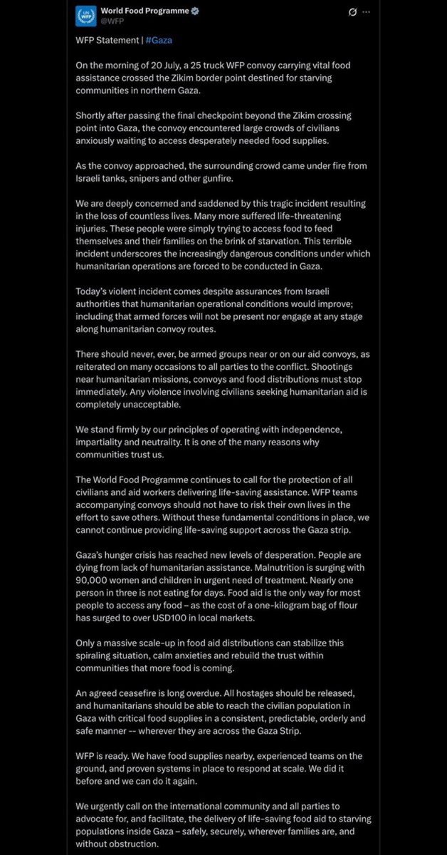 ChinainEnglis's tweet image. BREAKING: ISRAEL JUST GUNNED DOWN CROWDS OF STARVING PEOPLE IN FRONT OF THE WORLD FOOD PROGRAM
Here is their statement: