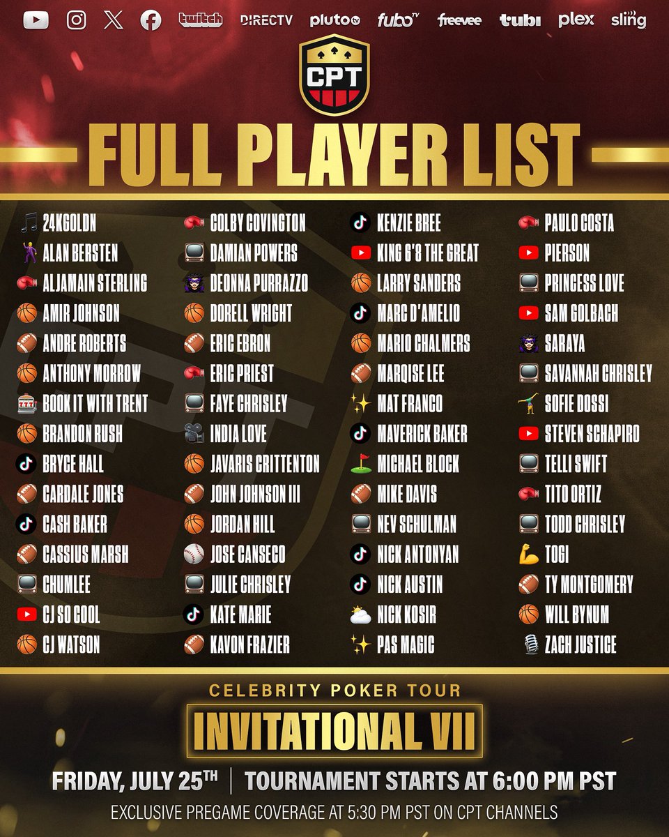 celebpokertour's tweet image. WHO’S TAKING THE FELT FOR INVITATIONAL VII?
See every name here 👀
Who do you think can win it all?! 👇