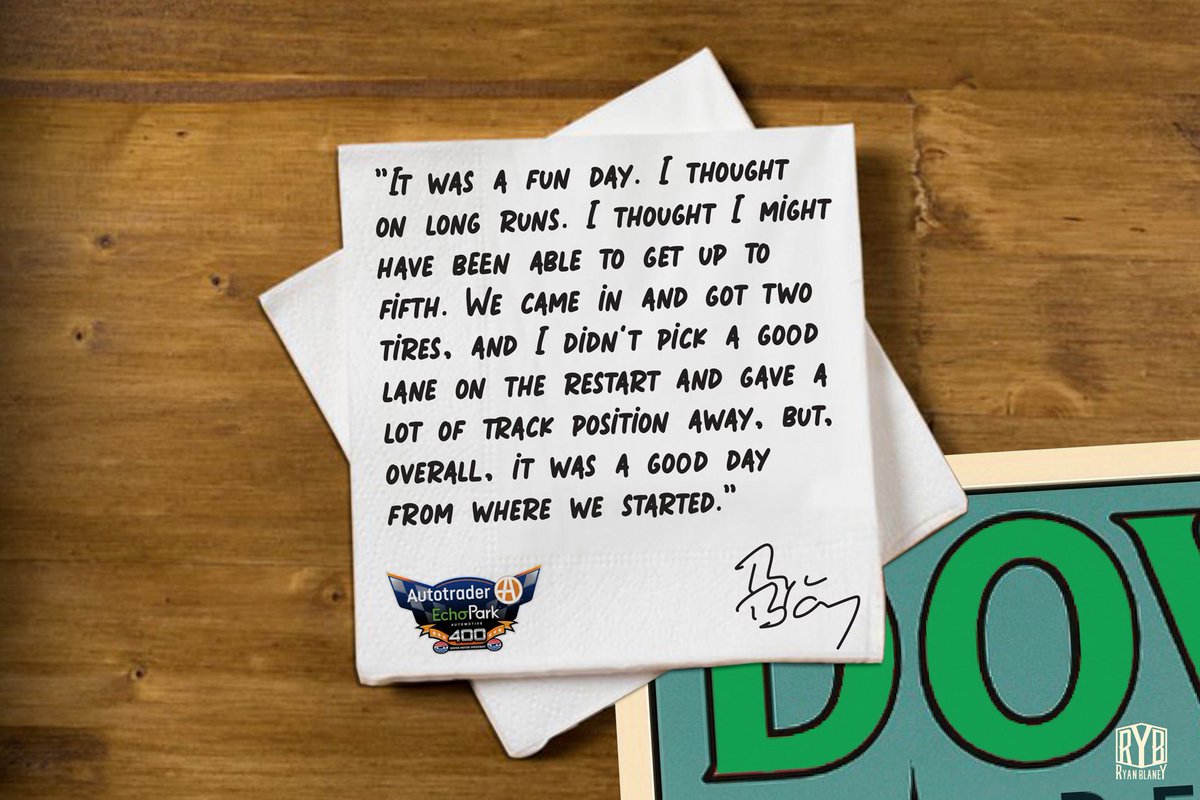 Blaney's tweet image. Man, it was a fun day. Thankful for the 12-Team and all of our partners. We had a good shot at Top 5, but overall I felt it was a good race for us.