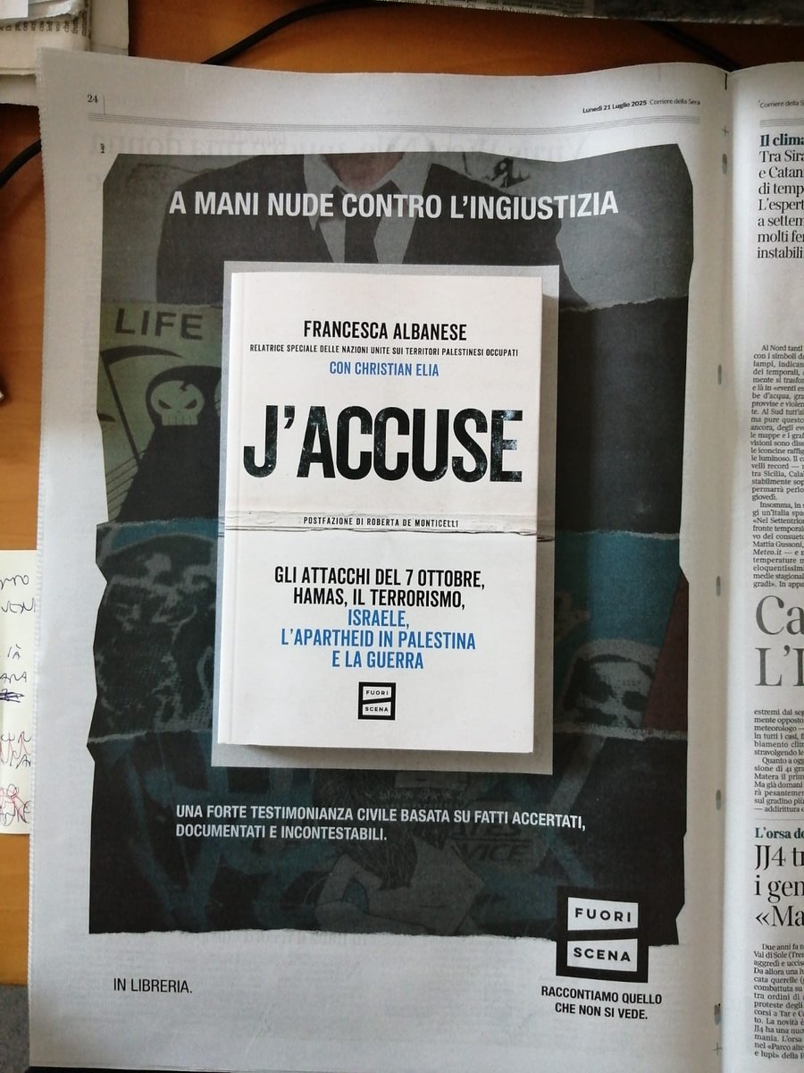 FranceskAlbs's tweet image. A un anno e mezzo dalla sua uscita, il @Corriere si accorge finalmente - e dà rilievo - al mio primo libro denuncia sulla situazione in Palestina/Israele, pubblicato peraltro da una casa editrice del suo stesso gruppo editoriale.
A forza di civili sbrandellati, arsi vivi e…
