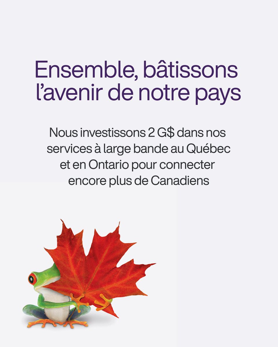 Nous continuons de bâtir l’avenir de notre pays et venons d’annoncer un investissement de 2 G$ pour étendre nos services à large bande et sans fil à l’échelle du Québec et de l’Ontario, connectant davantage de foyers et d’entreprises à de l’Internet plus rapide, à de nouveaux