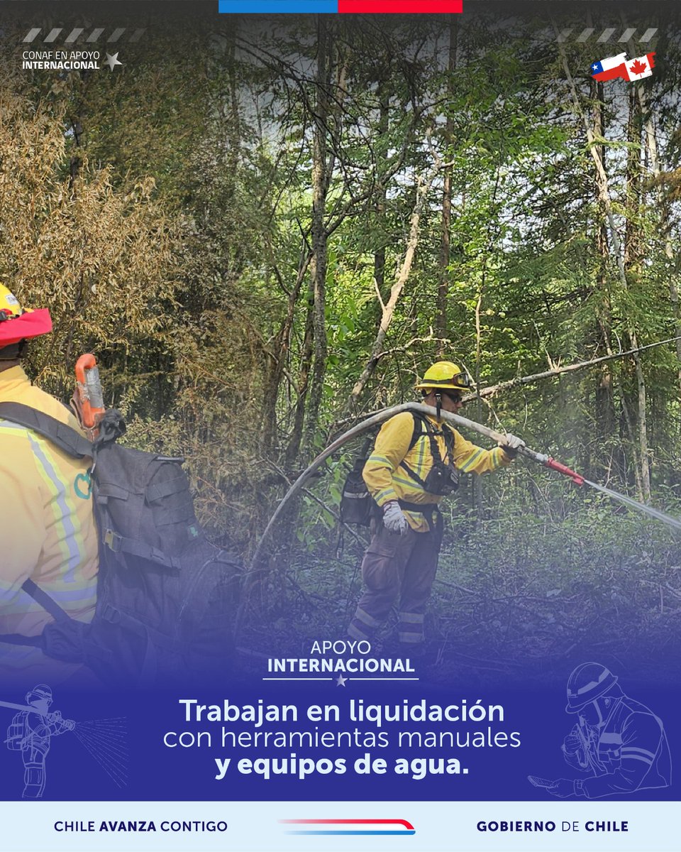 Las y los brigadistas de #CONAF comenzaron labores de liquidación en el complejo de incendios forestales denominado Red Earth Creek, ubicado en la provincia de Alberta, #Canadá.

Este apoyo es parte de la cooperación internacional que acordó Chile y Canadá hace unos años, en pro