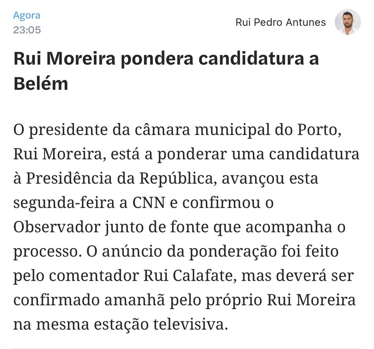 AzevedoAlves's tweet image. Com a elevada fragmentação e sem um candidato forte à direita, faz todo o sentido que Rui Moreira pondere seriamente avançar com uma candidatura. Numas presidenciais abertas em que muito se decidirá na passagem a uma (provável mas não certa) segunda volta.
