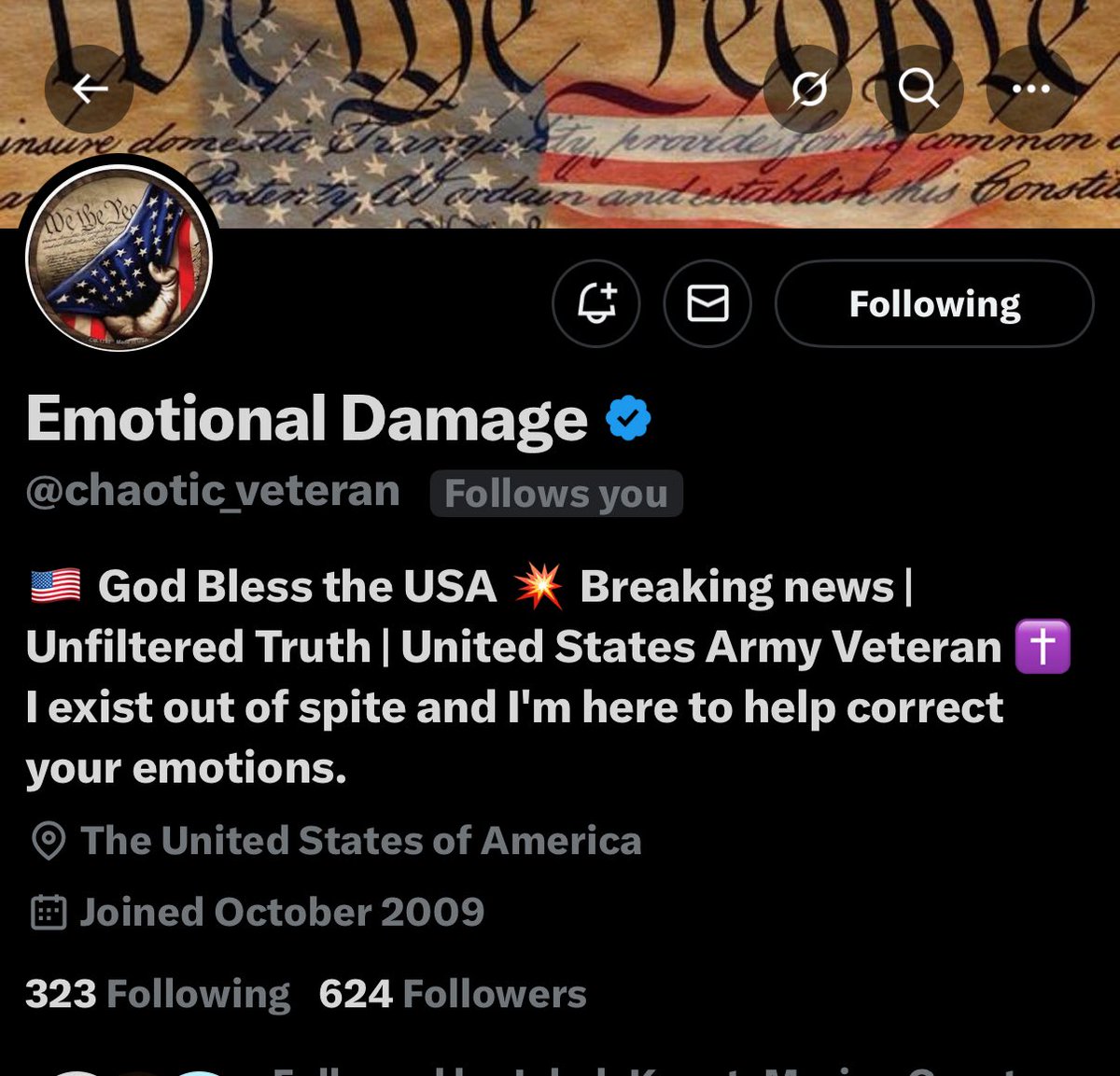 Vet Salutes 🇺🇸 🫡 (@vetsalutes) on Twitter photo Let’s help these Vets grow their accounts and have more true friends. You know our Veteran community looks out for each other! 🫡
Round 4
<a href="/NWSSteve/">Steve</a>
<a href="/Vikingr1775/">Ryan Johnson</a>
<a href="/BCrawfordPBA/">RG | Criticalskip25</a>
<a href="/chaotic_veteran/">Emotional Damage</a> Let’s help these Vets grow their accounts and have more true friends. You know our Veteran community looks out for each other! 🫡
Round 4
<a href="/NWSSteve/">Steve</a>
<a href="/Vikingr1775/">Ryan Johnson</a>
<a href="/BCrawfordPBA/">RG | Criticalskip25</a>
<a href="/chaotic_veteran/">Emotional Damage</a>