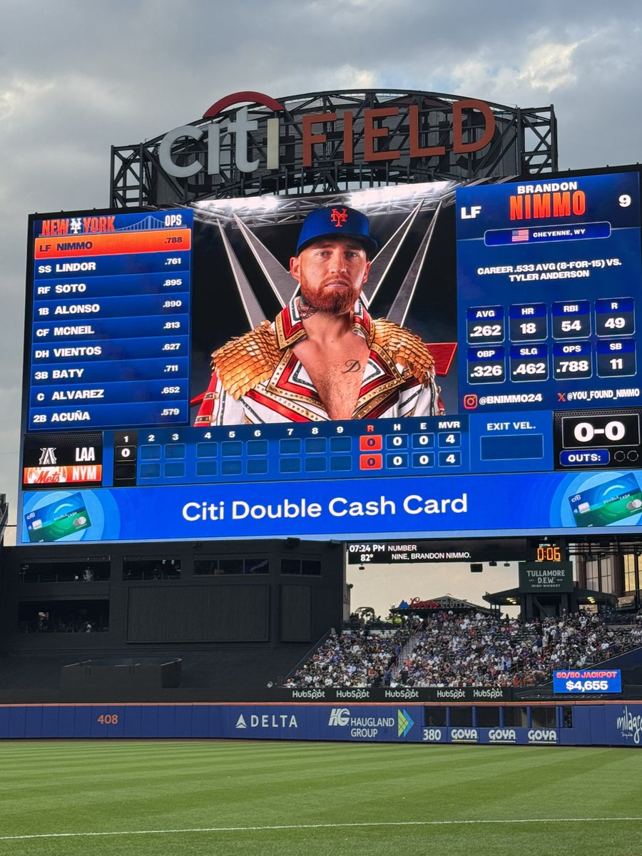 SNY_Mets's tweet image. The Citi Field headshots for Brandon Nimmo, Francisco Lindor and Juan Soto on WWE Night 🤣