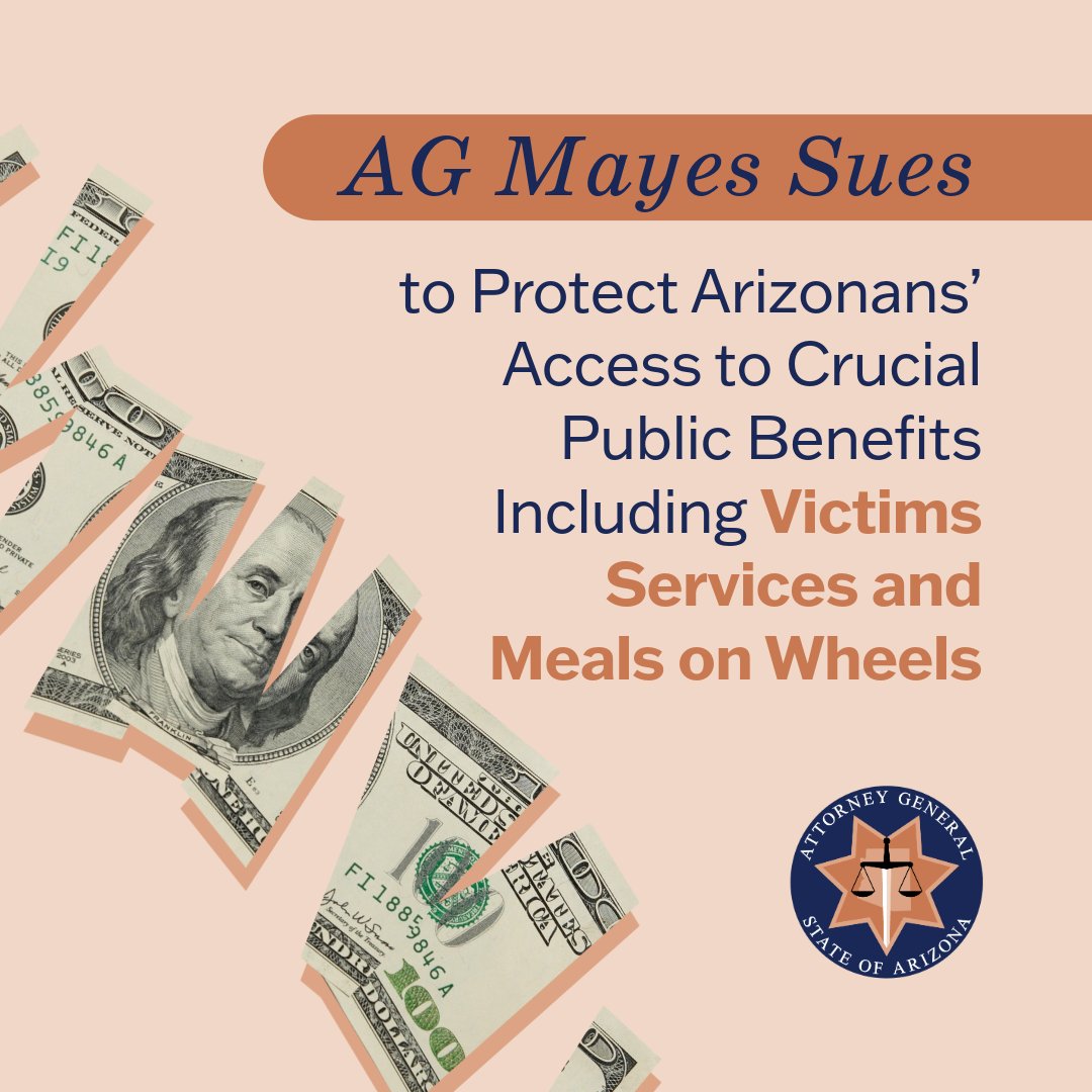 AZAGMayes's tweet image. This is yet another outrageous attempt by this administration to workaround the law and disrupt critical services Arizonans depend on every day.
Press Release: azag.gov/press-release/…
