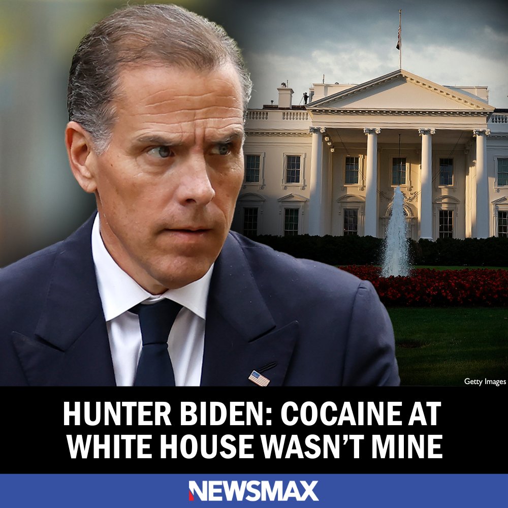 NEWSMAX's tweet image. Hunter Biden: "Why would I bring cocaine into the White House and stick it into a cubby outside of the situation room in the West Wing?" bit.ly/4m9pfNP