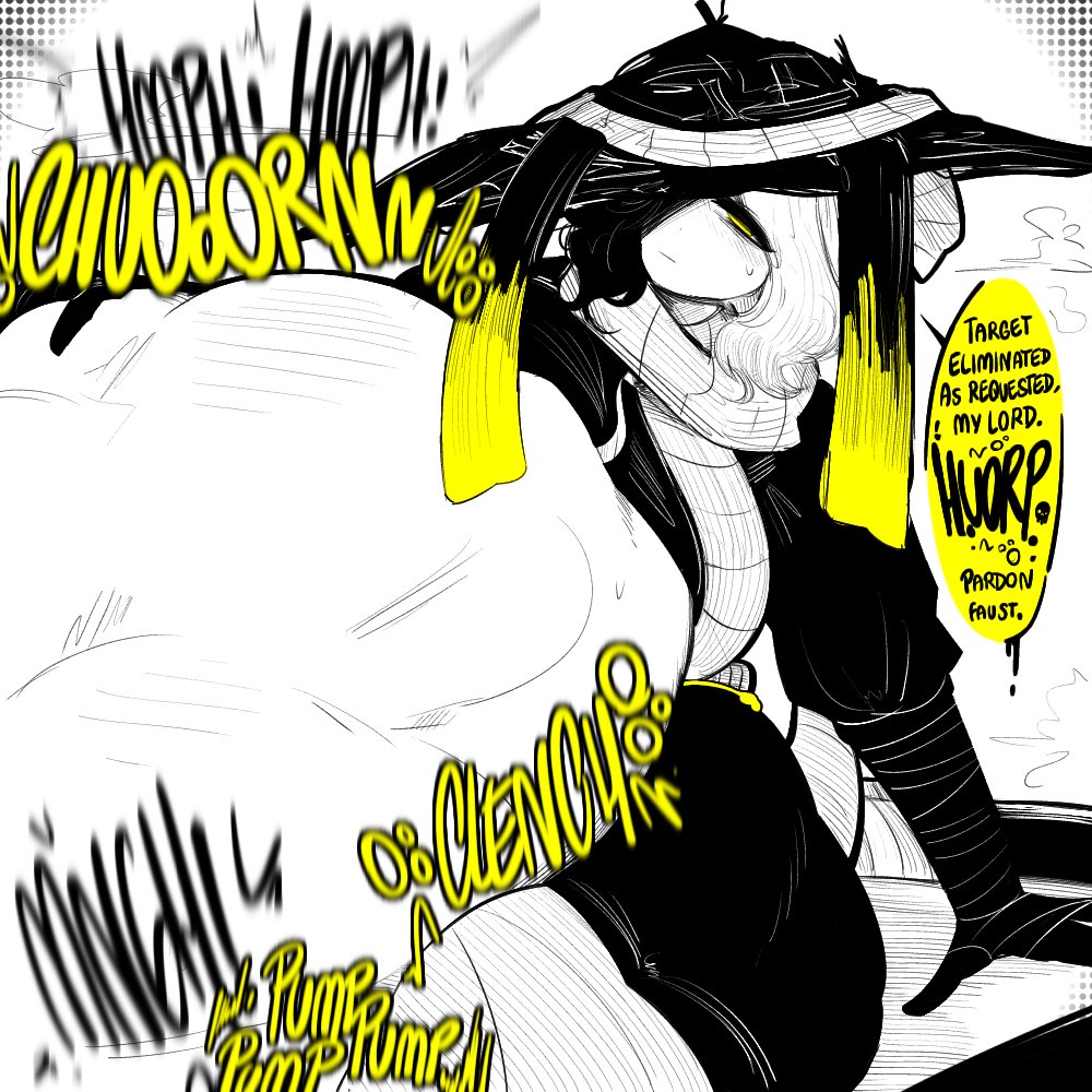 Been sick as of late but I decided to at least doodle something so I don't get rusty - Here's a quick Mao Faust getting rid of a bad rupture ID that starts with a F and ends with an L.

#vore