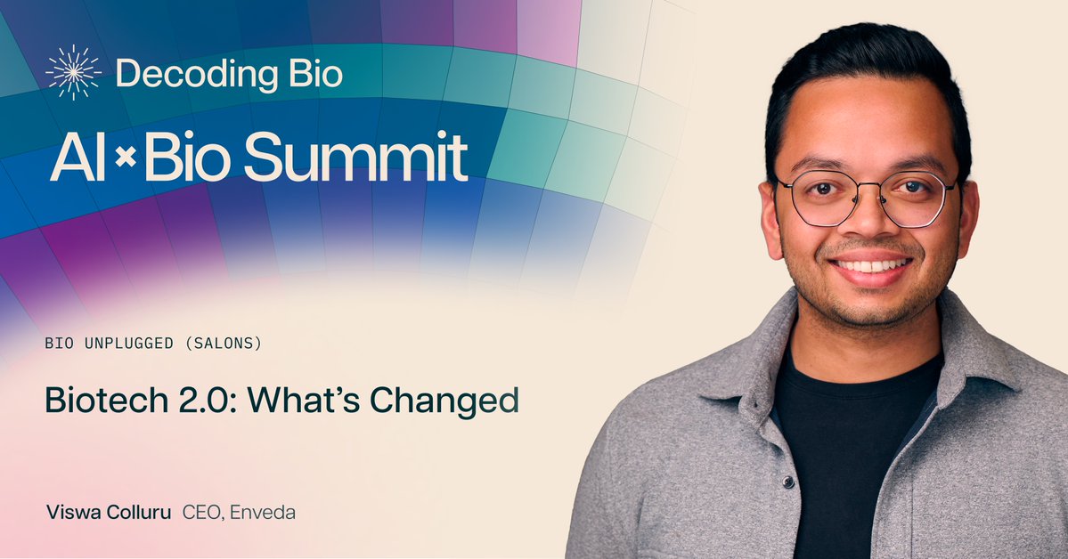 lifeschemistry's tweet image. The intersection of biology and AI is powerful.
How do we build for the most meaningful impact? Leaders with vision, candor, and ambition are tackling the hardest questions facing our industry.
@viswacolluru, our founder and CEO, is speaking at the AI x Bio Summit hosted by…