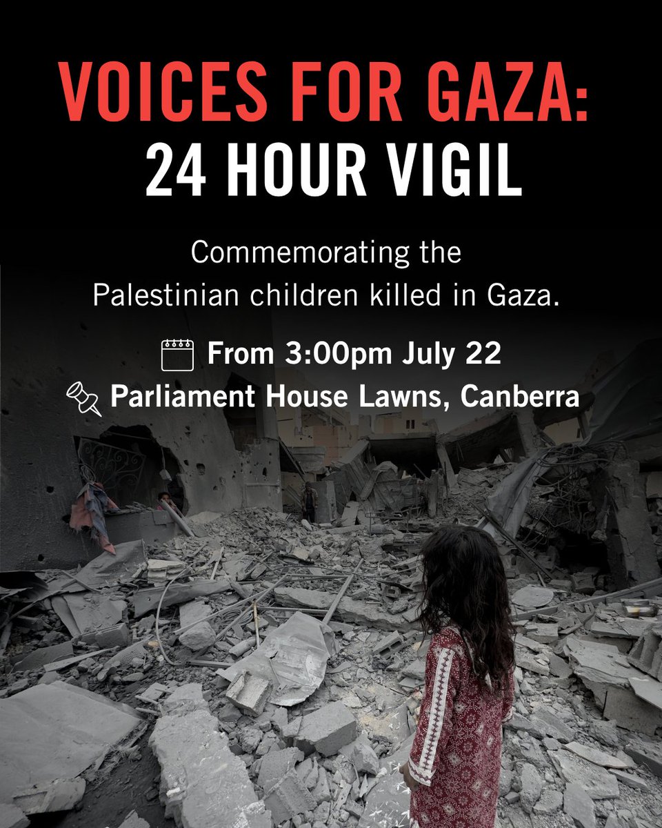 IWDA stands in solidarity with the Voices for Gaza Vigil, happening today outside Parliament House.

Over 17,000 children have been killed in Gaza, and many more have lost their parents, families and communities. 🧵(1/3)