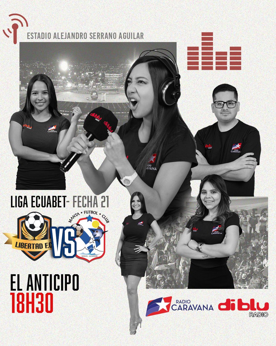 Radio Diblu (@radiodiblufm) on Twitter photo 🔥 ¡SE TERMINA LA FECHA!
📋 Titulares de hoy:
🎙️ Relato: <a href="/Chinavelozb/">China Veloz</a>
🎙️ Comentarios: <a href="/rominariera11/">romina riera</a> - <a href="/marcolopezc95/">Marco López Castillo</a>
🎙️ Informes: <a href="/soniiperez_/">Sonia Pérez</a>
🎙️ Comerciales: <a href="/nadia_manosalva/">nadia manosalvas </a>
🟠 <a href="/LibertadFC3/">Libertad Fútbol Club</a> 🆚 <a href="/MantaFutbolClub/">Manta Futbol Club</a> 🔵
🏆 @LigaProEC
🗓️ Fecha 21
🏟️ ASA
⏰ 19H00
👉🏻 🔥 ¡SE TERMINA LA FECHA!
📋 Titulares de hoy:
🎙️ Relato: <a href="/Chinavelozb/">China Veloz</a>
🎙️ Comentarios: <a href="/rominariera11/">romina riera</a> - <a href="/marcolopezc95/">Marco López Castillo</a>
🎙️ Informes: <a href="/soniiperez_/">Sonia Pérez</a>
🎙️ Comerciales: <a href="/nadia_manosalva/">nadia manosalvas </a>
🟠 <a href="/LibertadFC3/">Libertad Fútbol Club</a> 🆚 <a href="/MantaFutbolClub/">Manta Futbol Club</a> 🔵
🏆 @LigaProEC
🗓️ Fecha 21
🏟️ ASA
⏰ 19H00
👉🏻
