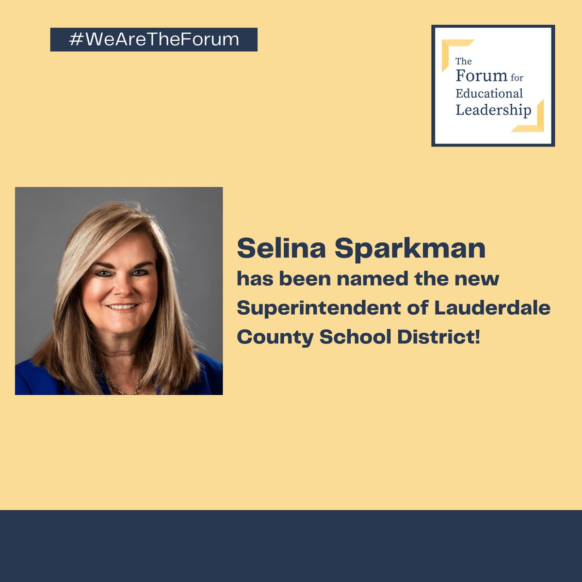 WeAreTheForum's tweet image. Celebrations are in order for #WeAreTheForum alumna Selina Sparkman on her well-deserved new position as Superintendent at Lauderdale County School District! #WomenLeadingEd yesterday, today, and tomorrow! We are so proud of you and your accomplishments. #WatchHerRise