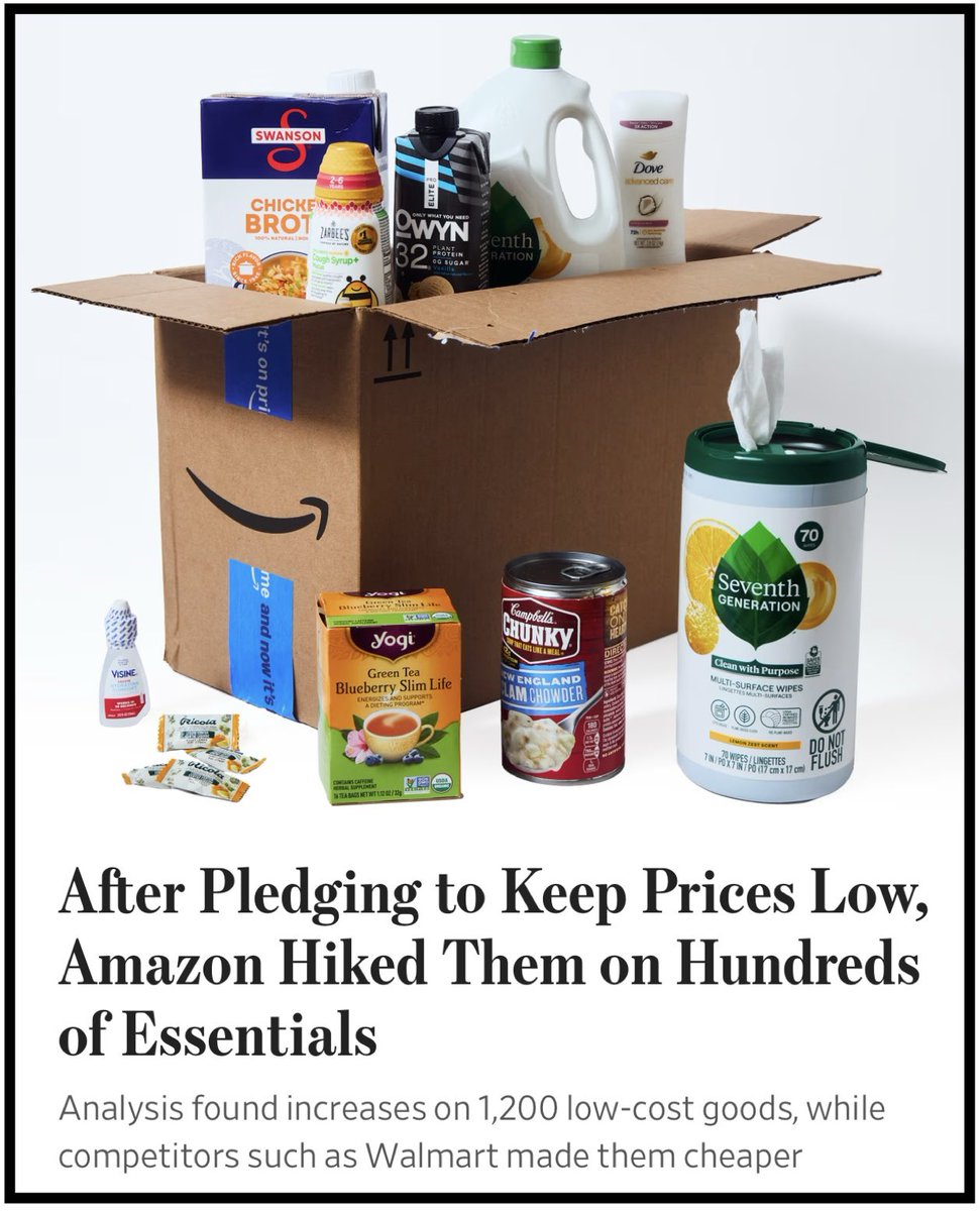 NotHoodlum's tweet image. Despite promising not to hike prices, Amazon has raised the cost of at least 1,200 essential items by 19% to 136%.