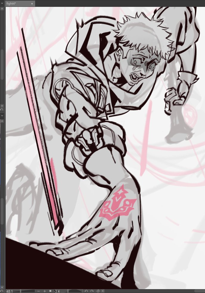 queequee_art's tweet image. I&apos;m thinking about Yuji in Caelus&apos;s outfit... #wip #jjk #hsr #HSRxFate #HSRxFate_UBW