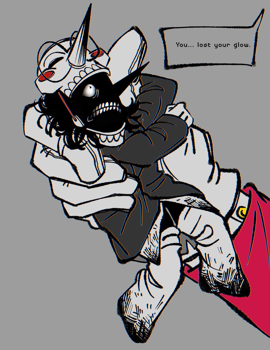 scarily_lacking's tweet image. My HC is that Spamton’s glow as an Addison was already slightly dimmer than the rest, so he could actually open his eyes a little to see without being blinded.
I also gave the Addisons weirdly detailed teeth because I think it looks weird as hell :)
#deltarune #spamton