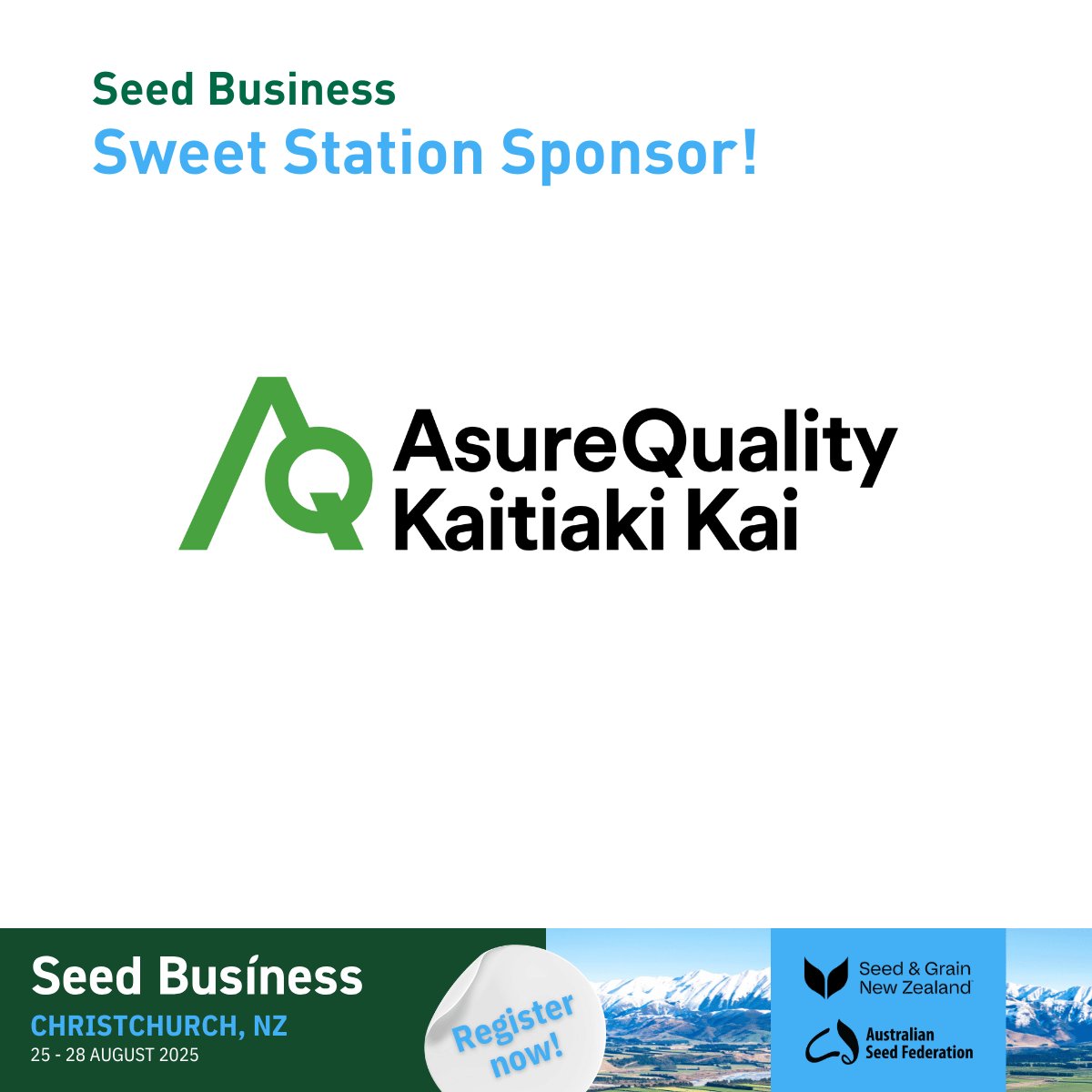 Australian Seed Federation (@ausseedfed) on Twitter photo Got a sweet tooth? 🍬
Thanks to <a href="/AsureQuality/">AsureQuality</a>, our Sweet Station Sponsor at #SeedBusiness2025!
Snacks, smiles, and seed talk - don’t miss it: eventbookings.com/b/event/seed-b… Got a sweet tooth? 🍬
Thanks to <a href="/AsureQuality/">AsureQuality</a>, our Sweet Station Sponsor at #SeedBusiness2025!
Snacks, smiles, and seed talk - don’t miss it: eventbookings.com/b/event/seed-b…