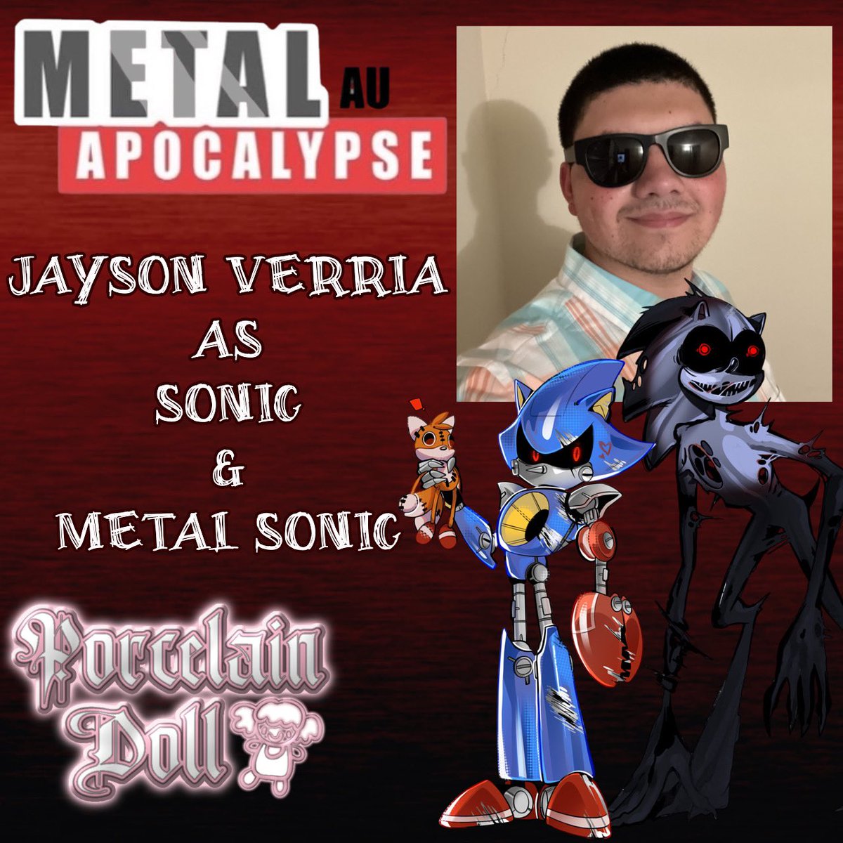 PorcelainDollTM's tweet image. 🔗⛓ CASTING ANNOUNCEMENT ⛓🔗

We’re excited to announce that @jaysonverriava 
will voice both Sonic AND Metal Sonic, AND is the audio engineer/SFX Designer for Feelin_Anemoia’s Sonic Metal Apocalypse AU! 🤗💕

5 days remain until the first episode of the Metal AU releases.