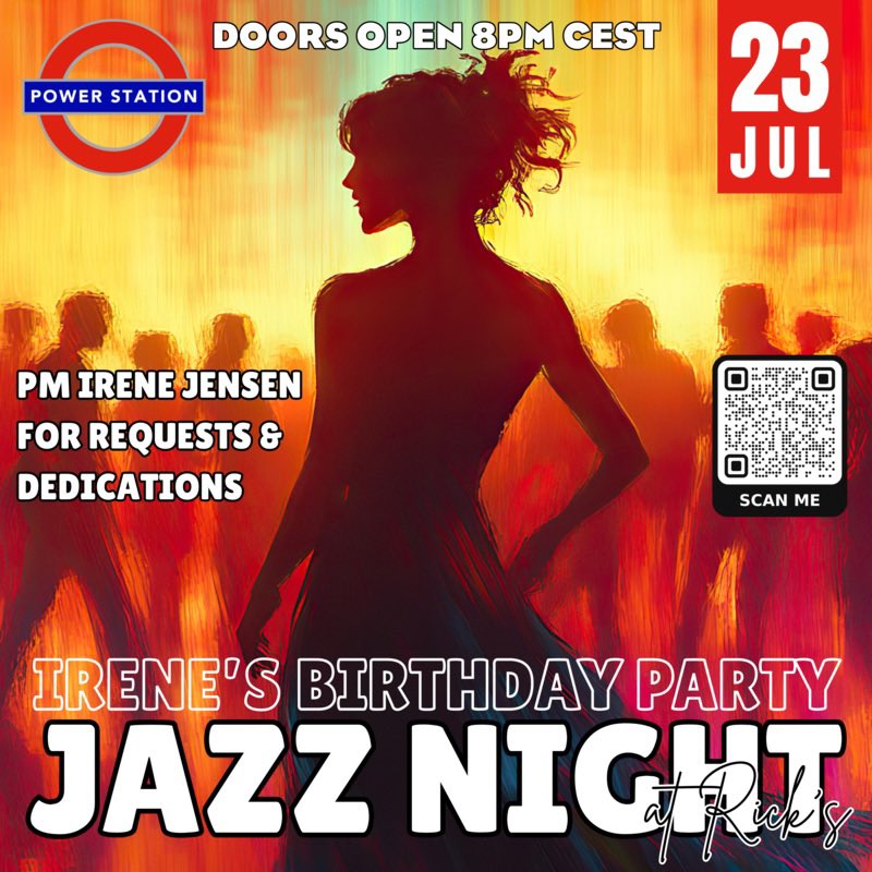 🎉 It’s Irene’s birthday bash tomorrow night at Rick’s Café Américain! Join us for a midweek infusion of jazz, joy, and just the right amount of chaos. Doors open 8pm CEST.🥂 Come for the music, stay because Irene knows where you live. 😄 #JazzNightAtRicks #BirthdayVibes