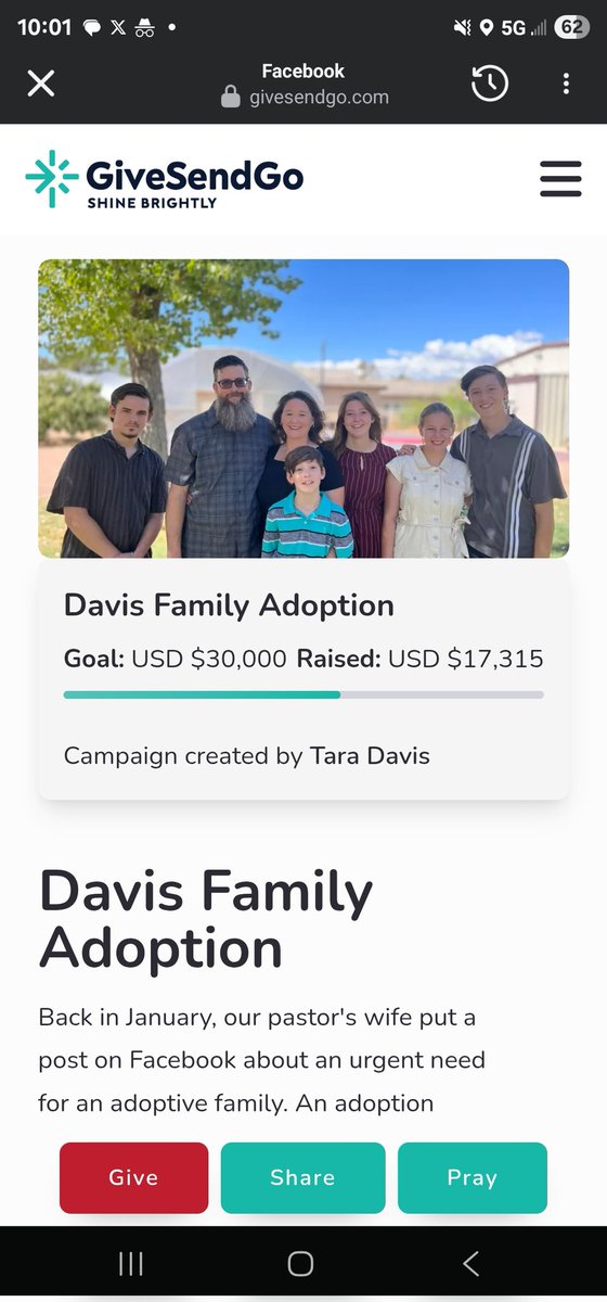 This precious family from Apologia Church is adopting a little baby with down syndrome. It's an incredible story. Also, I shared this just a couple of hours ago. They had 0. Now, almost 20k. Help me to get them the rest of the way (before they wake up?) and let's get this little