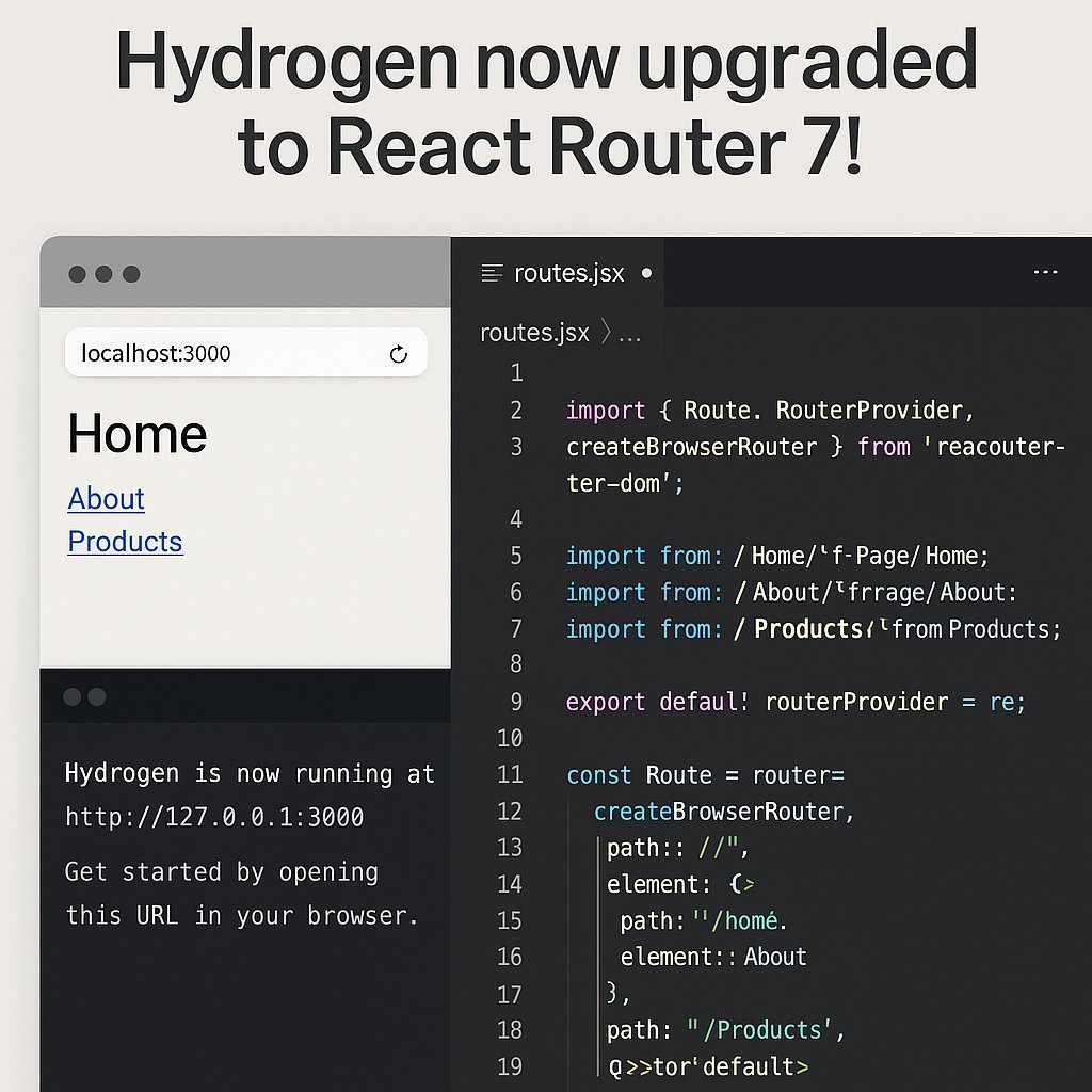 creatpixllp's tweet image. Hydrogen just upgraded to React Router 7!
Enjoy smoother routing, better code organization, and future-ready builds with Hydrogen 2025.05. CreatPix can handle the upgrade, ensuring your headless store stays blazing fast. Want in? DM us! 💬
#ReactRouter7 #ThemeDev #CreatPix