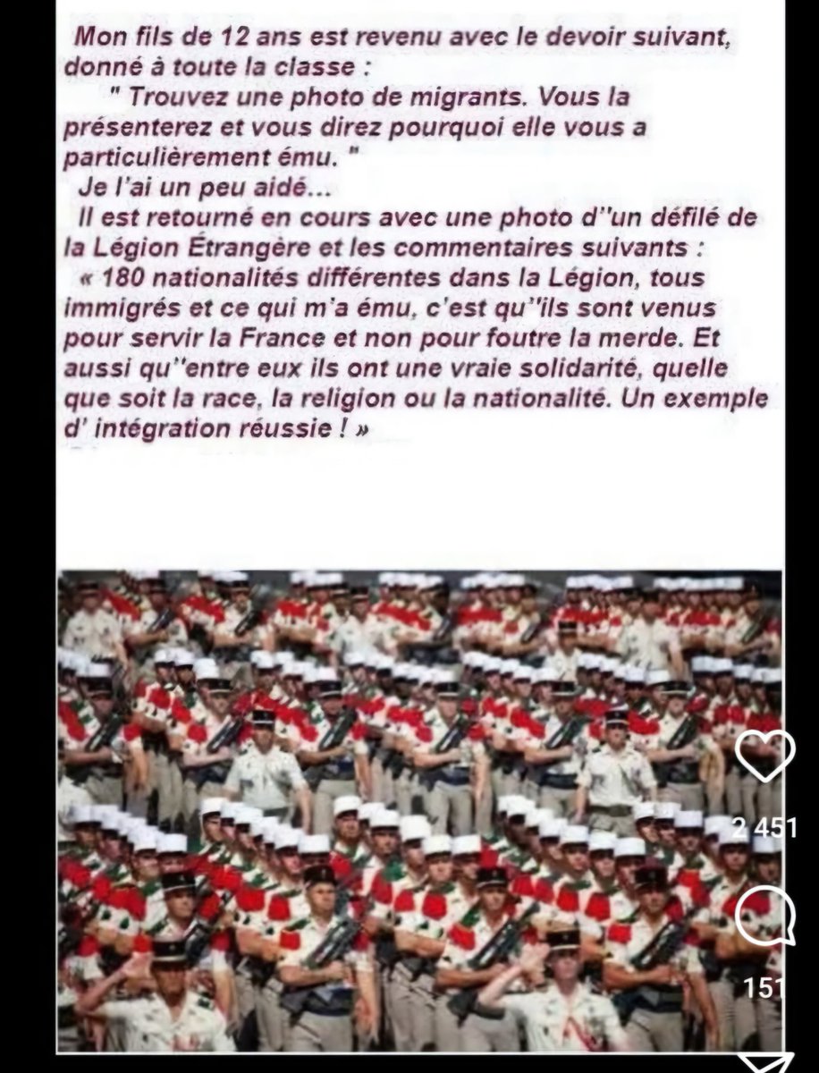 Le gamin a dû avoir 0/20 avec une telle réponse.  Excellente mais tellement pas dans la pensée des profs gauchos.
