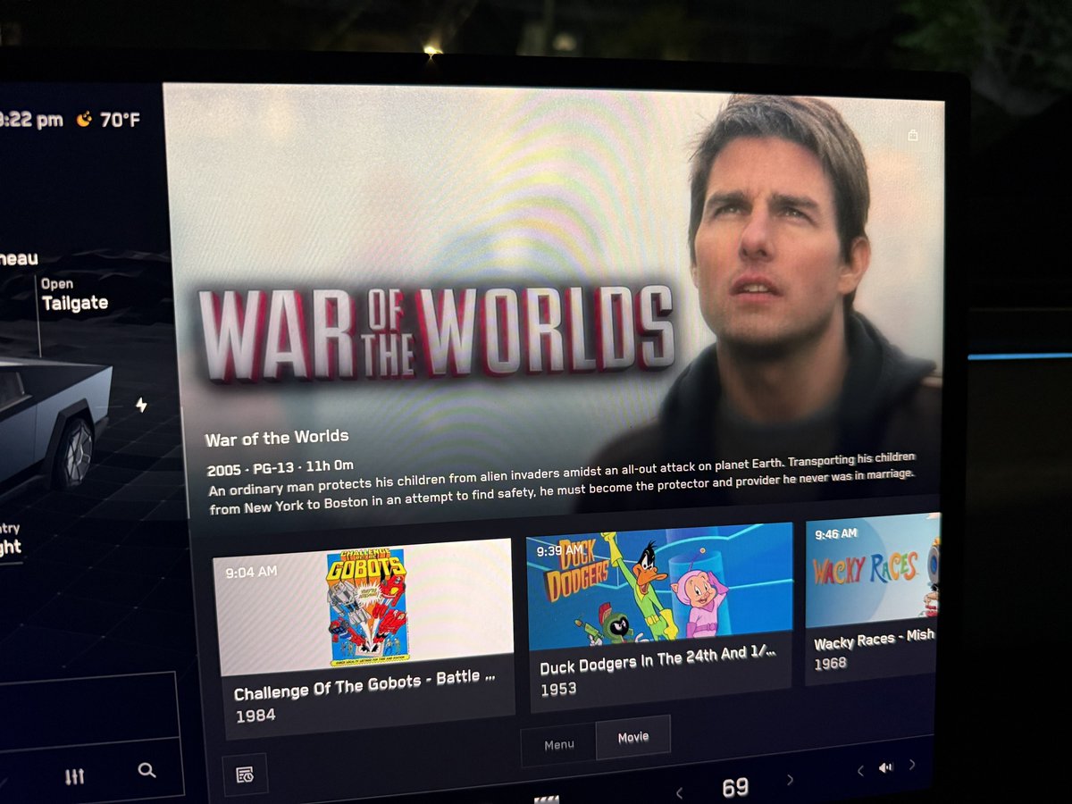 WholeMarsBlog's tweet image. You can see the schedule of movies playing in the Tesla Diner app for your car!