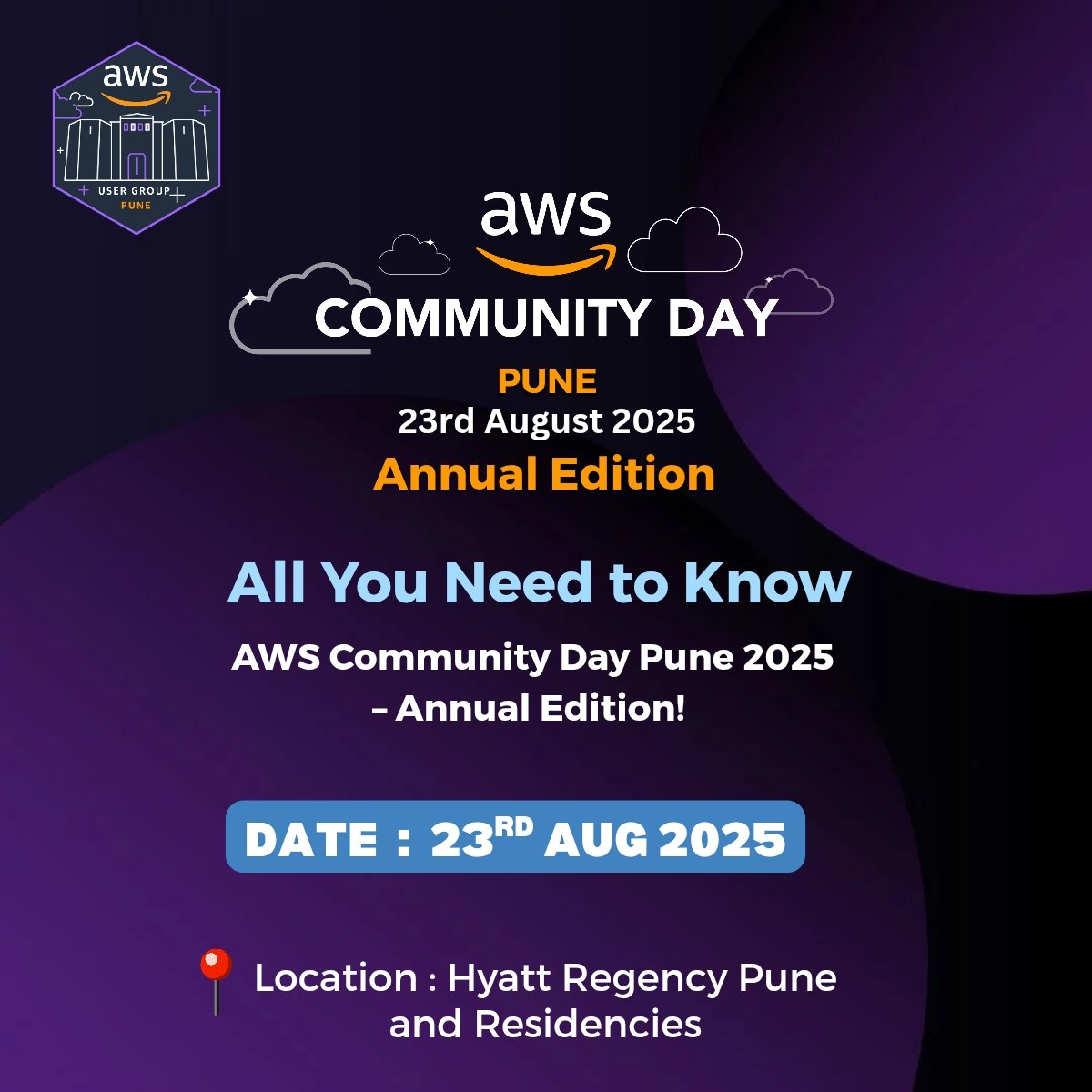 AwsPune's tweet image. All you need to know about AWS Community Day Pune 2025 Annual Edition! 

🔗konfhub.com/acdpune2025

#acdpune25 #awsugpune #awscommunityday #awscloud #techconference #pune #awscommunitybuilders #awsdevelopers #devops #cloud #techpune #sponsorship #opportunity #event #cloud