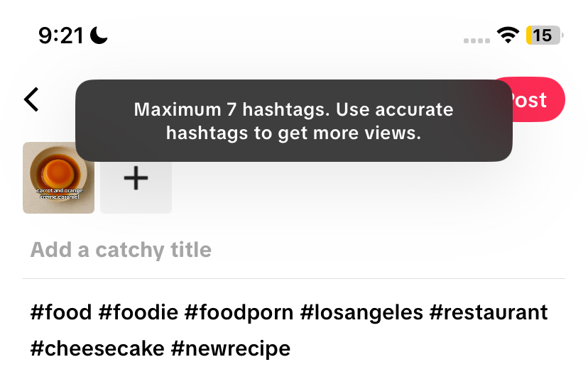 ema_totaro's tweet image. Now TikTok allows max 7 hashtags, and being specific helps get more views, but funny thing: on older phones with outdated OS, you can still add unlimited hashtags, probably because the change is client side.
So don’t update unless needed.