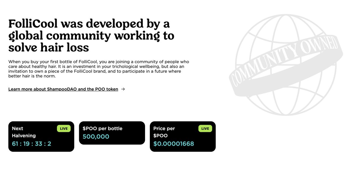 have already sold 300 bottles from this production batch of 1k 👀

get your 500k $POO + the best shampoo on market, while supplies last💈

shop.hairdao.xyz/us