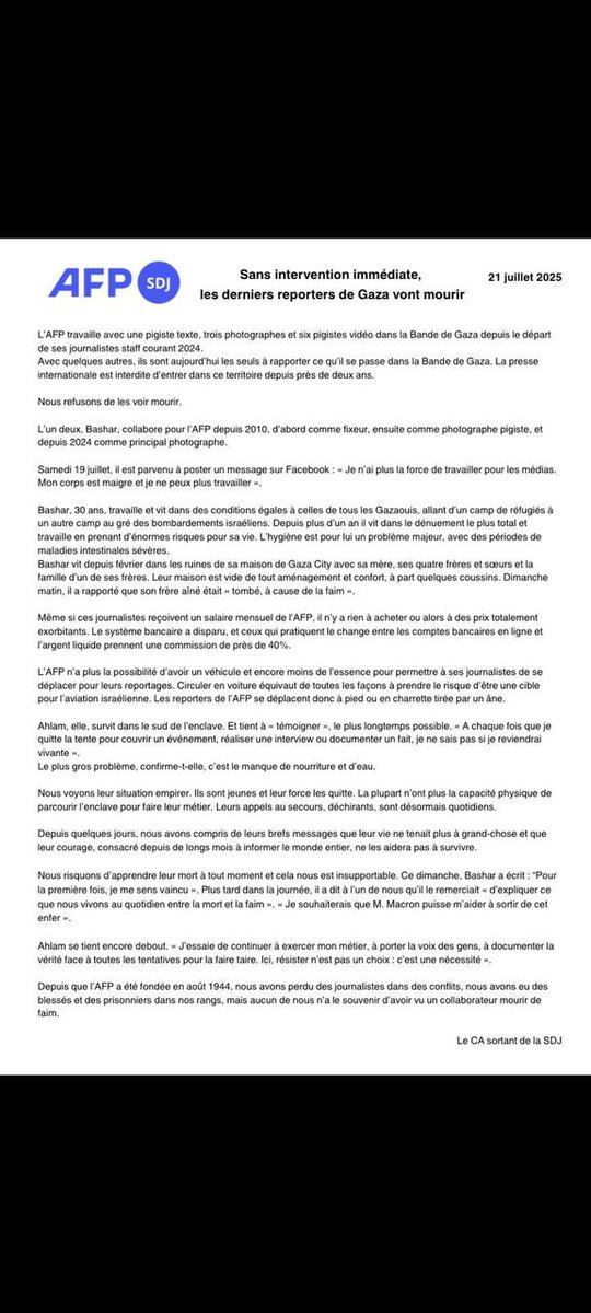 GabrielleCthl's tweet image. "Depuis que l'AFP a été fondée en août 1944, nous avons perdu des journalistes dans des conflits, nous avons eu des blessés et des prisonniers dans nos rangs, mais aucun de nous n'a le souvenir d'avoir vu un collaborateur mourir de faim"