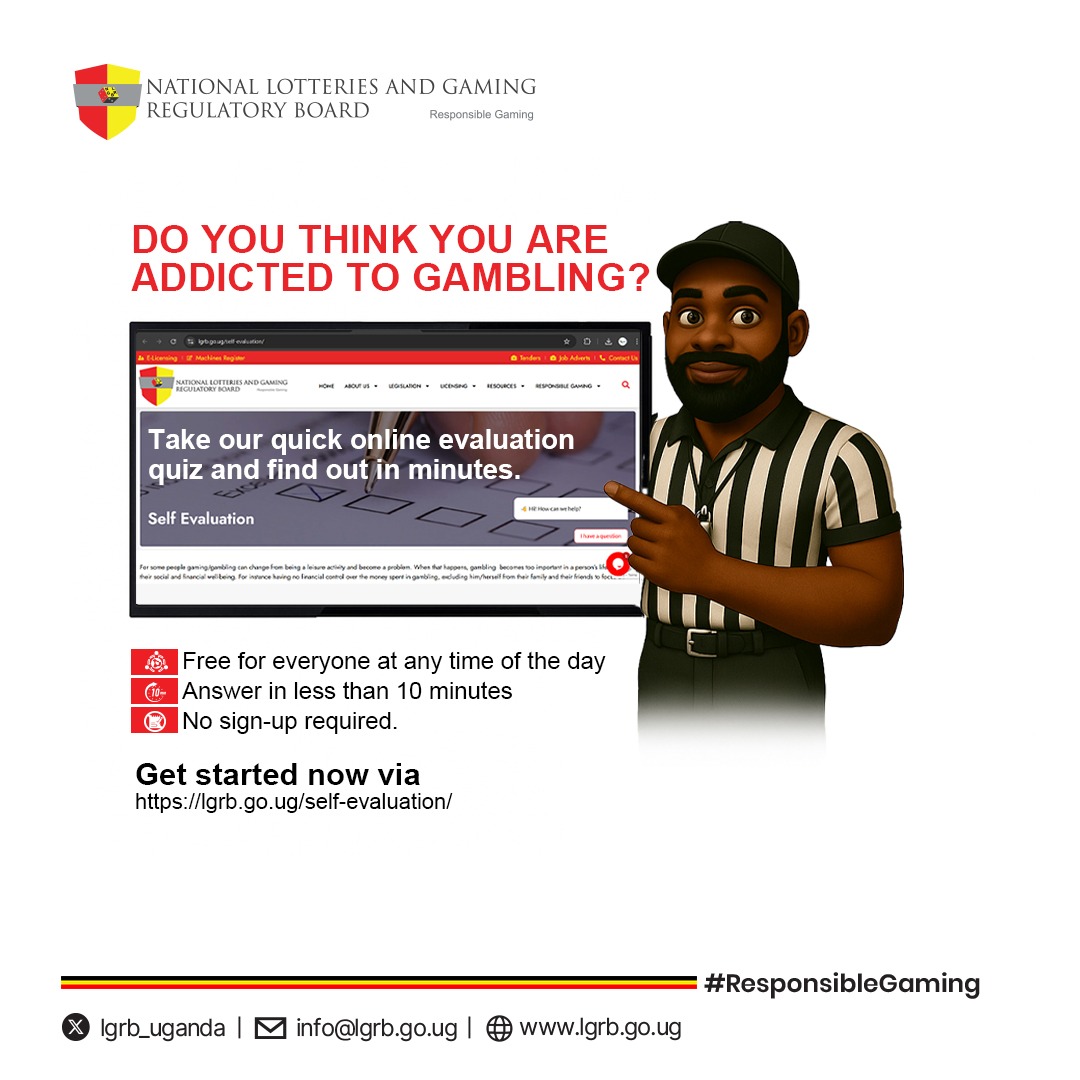 lgrb_uganda's tweet image. Gaming must be done responsibly. Take our free online self-evaluation quiz to find out if you are gaming responsibly or if you need to seek help.
#BalancedPlay
#ResponsibleGamingUg