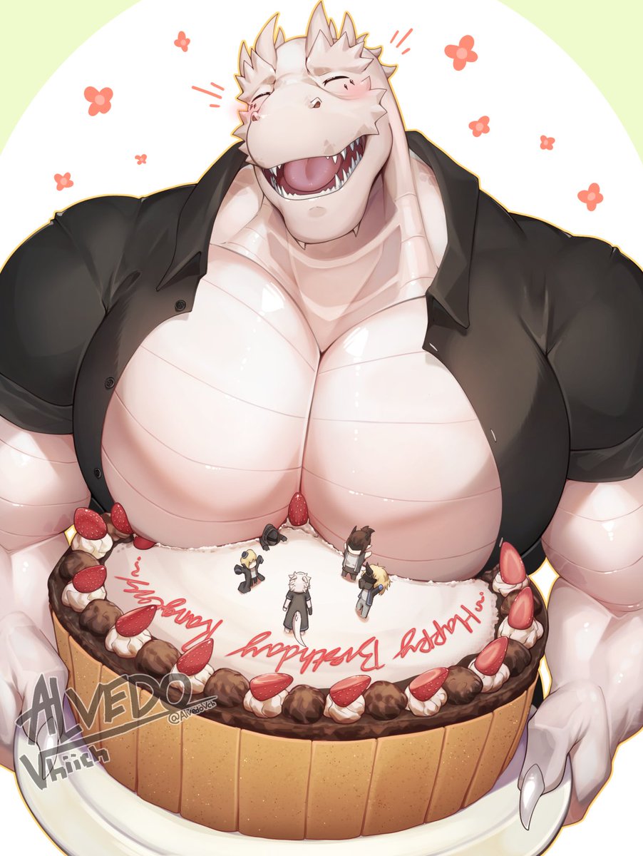 It's July 22nd and today is gramps Rangers birthday!!

He is thrilled when he received the cake from the Doctor, he didn't realize the size of his tits squished the cake!
You think he ruined it or actually make it better?