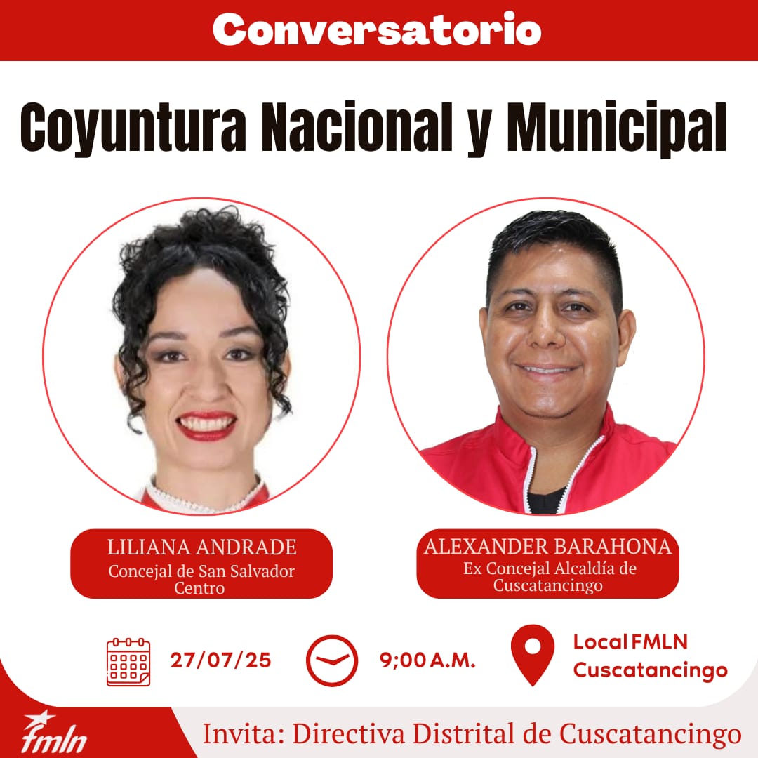 Junto al compañero <a href="/AlexanderBlack0/">Alexander Barahona</a> todas y todos invitados a reflexionar sobre los temas de la realidad nacional que más nos afectan, incluyendo los temas de municipalismo.

Este próximo #domingo 

<a href="/FMLNoficial/">FMLN Oficial</a> 🚩