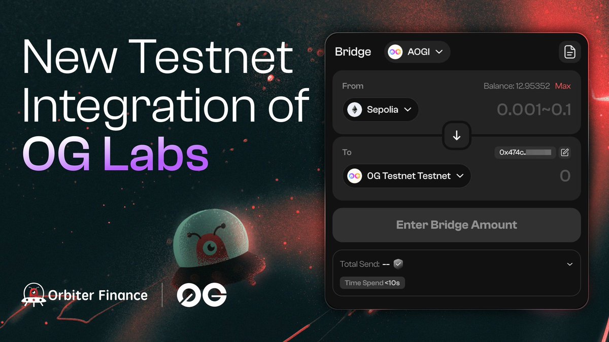 Sekiro_Store's tweet image. $325M backed infra? Now it bridges.
@Orbiter_Finance x @0G_labs is LIVE 🌉

Bridge $AOGI (Sepolia → OG Newton)
⚡ Superfast &amp;lt;10s
🧬 New interaction = onchain proof

🔁 Test now before everyone else does
Go to here for testing test.orbiter.finance

#0G #Orbiter #0GLabs #DeAI
