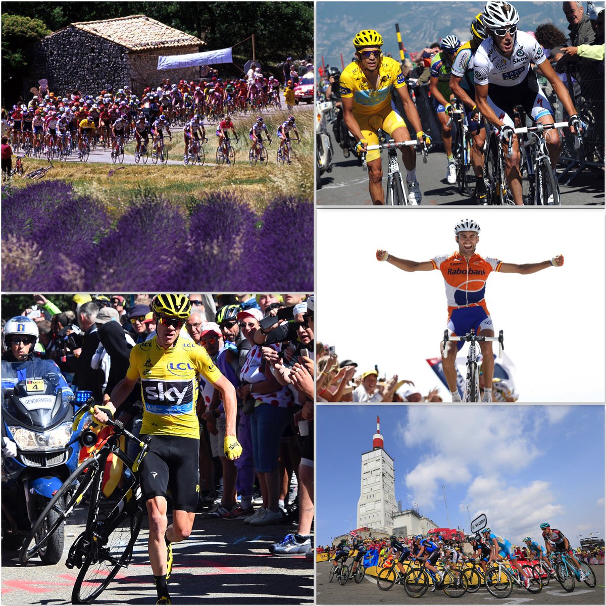grahamwatson10's tweet image. Lavender of Provence entertains before the suffering begins on Ventoux; Juan-Manuel Garate won in 2009 when Andy Schleck duelled with Alberto Contador; Chris Froome took the slow way on Bastille Day to a finish changed because of gale-force winds in 2016...