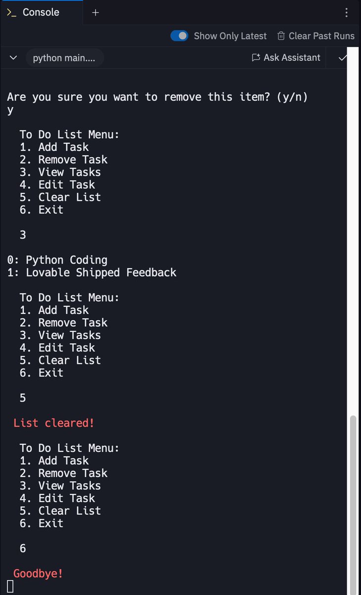 My to do list organizer from Day 35 of #Replit100DaysOfCode #100DaysOfCode. Join me on <a href="/Replit/">Replit ⠕</a> join.replit.com/python