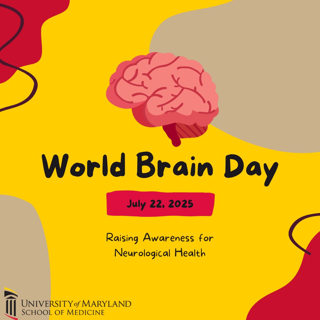 UMmedschool's tweet image. 🧠 It’s #WorldBrainDay!
Neurological health is essential to everything we do. At @UMmedschool, we’re advancing research and care for conditions like stroke, Alzheimer’s, and epilepsy.
Let’s raise awareness and support brain health for all.
#BrainHealth #Neuroscience #NeuroCare