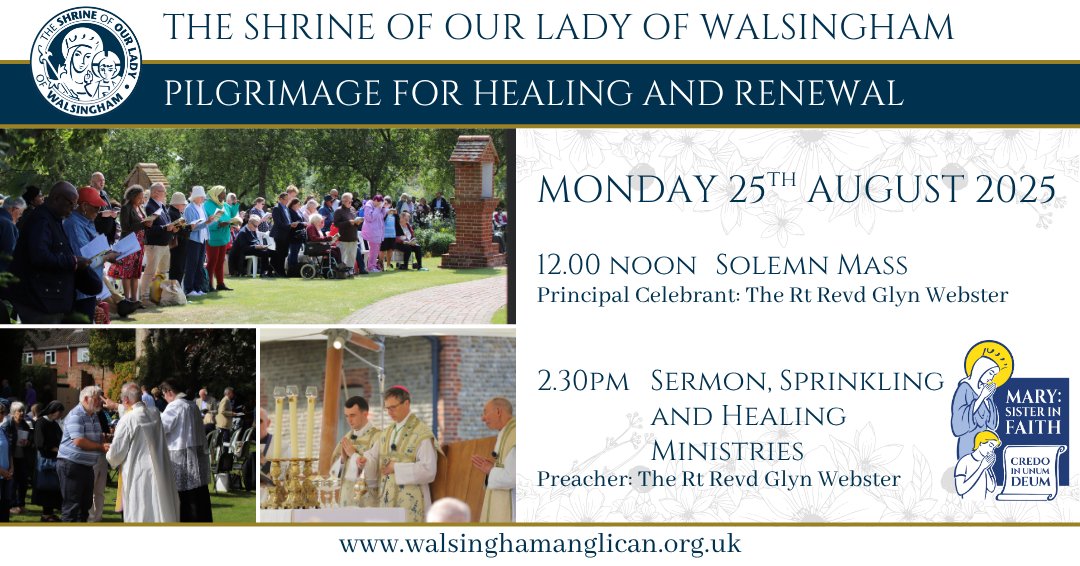 ShrineOLW's tweet image. Join us for the 2025 Pilgrimage of Healing and Renewal, which takes place on Monday 25th August 2025. Priests Associate who wish to concelebrate at the Mass must register beforehand.
For more details please visit bit.ly/healingrenewal