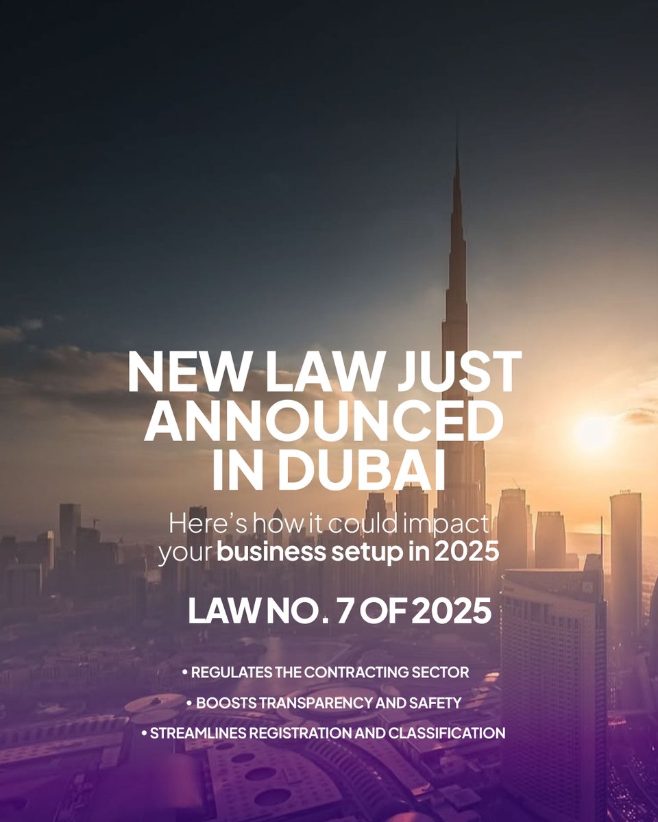 MeydanFreezone's tweet image. 🚨 Dubai just announced a major new law reshaping the contracting sector.
Law No. 7 of 2025 brings transparency, protects investors, and ensures fair competition across the emirate.
Whether you’re in construction or real estate this matters.
#Dubai #UAE #BusinessLaw