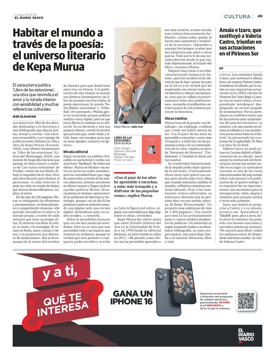 En El Diario Vasco, con "Libro de las estaciones" y algo más: