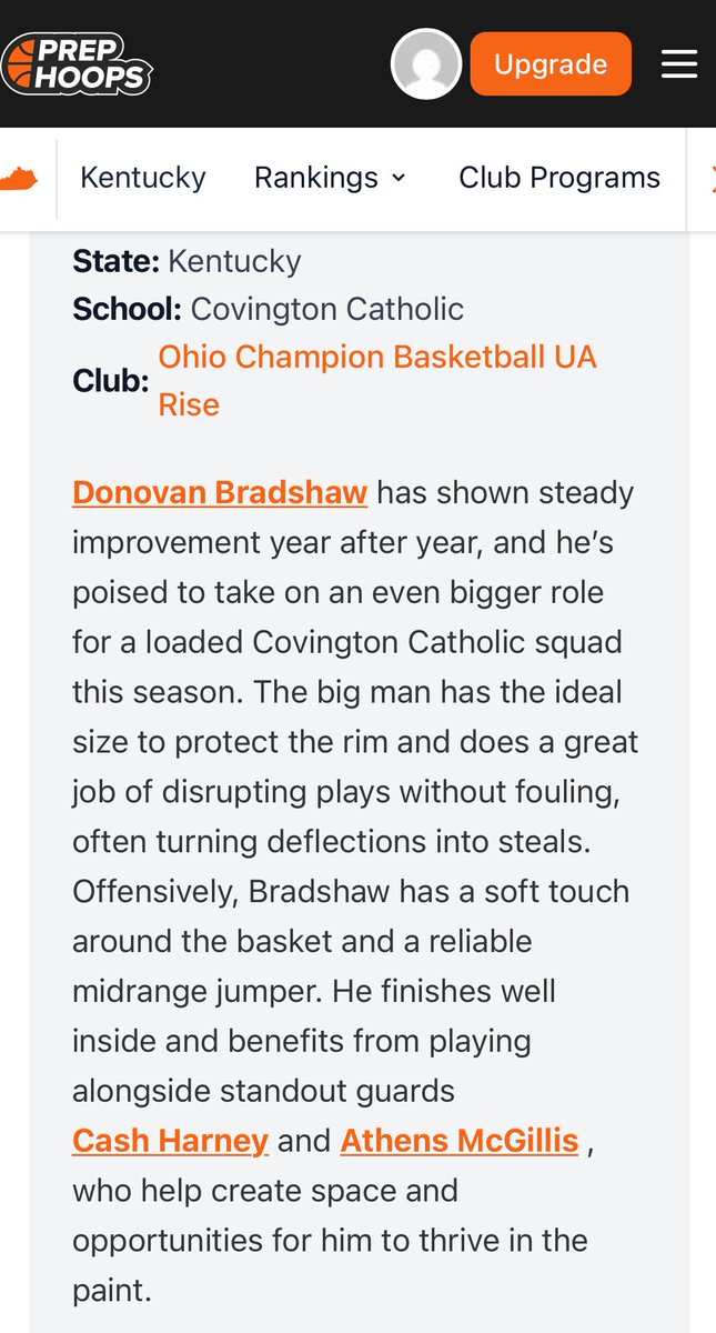 Donovan Bradshaw (@dbradshaw0) on Twitter photo Thanks <a href="/PrepHoopsKY/">Prep Hoops Kentucky</a> for recognizing me as one of the top basketball players in NKY for this upcoming season! Coming fresh off the <a href="/RiseCircuit/">UA Rise Circuit</a> championship game this past Sunday with <a href="/ohiochampionbb/">Ohio Champion Basketball</a>, I’m now gearing up for my final high school football season! Thanks <a href="/PrepHoopsKY/">Prep Hoops Kentucky</a> for recognizing me as one of the top basketball players in NKY for this upcoming season! Coming fresh off the <a href="/RiseCircuit/">UA Rise Circuit</a> championship game this past Sunday with <a href="/ohiochampionbb/">Ohio Champion Basketball</a>, I’m now gearing up for my final high school football season!