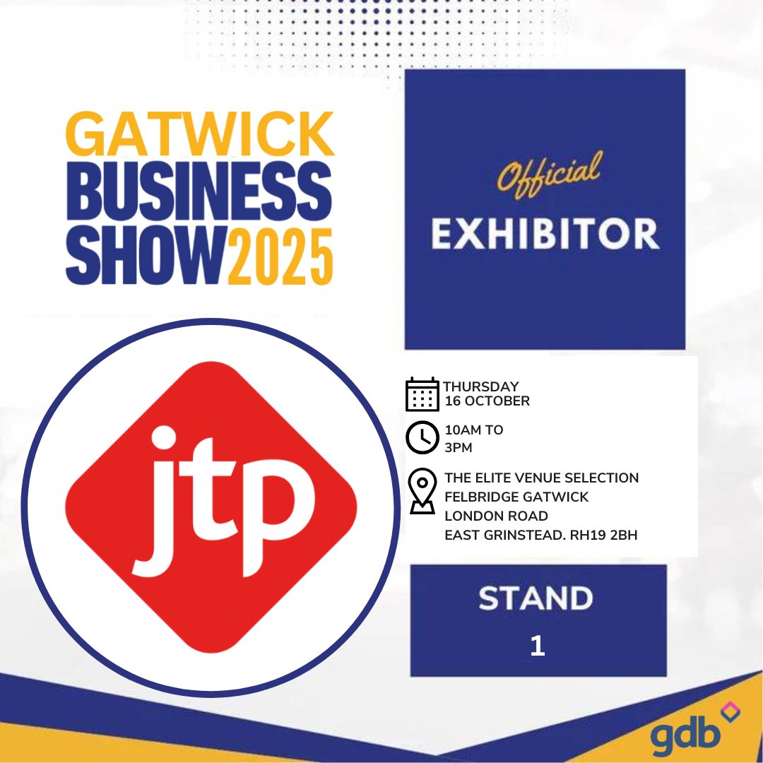 Join JTP Accountancy and Tax Services at Gatwick Business Show. Book a stand or register for a free visitor pass: tinyurl.com/mwpxr24z 
#Gatwick #Sussex #networking