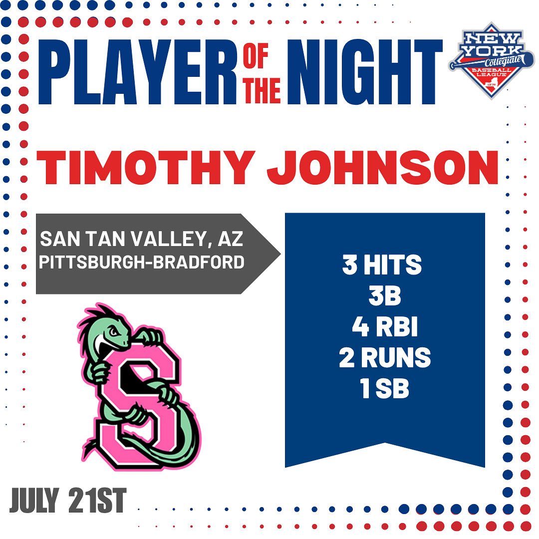 The player of the night for Monday, July 21st is Timothy Johnson!