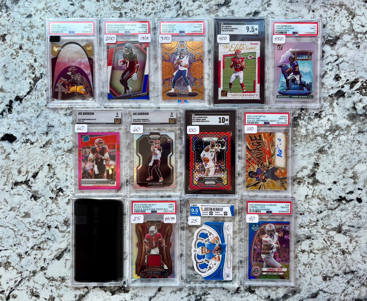 SpeshSportsTM's tweet image. Cards For Sale
SPx Kobe Bryant die-cut gold PSA 8 - $240
Memorable moments - complete set
UD gold set - complete set
+shipping
@TheHobby247 @HobbyRetweet_ @SportsCardDeals @westcards28 @Mock10Breaks @84baseballcards